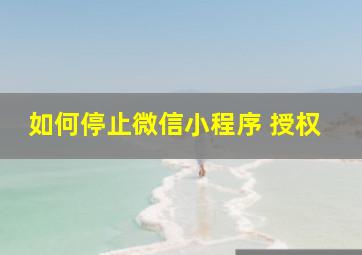 如何停止微信小程序 授权